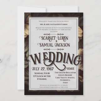 Convites Casamento de Luxo Clássico Retro Elegante