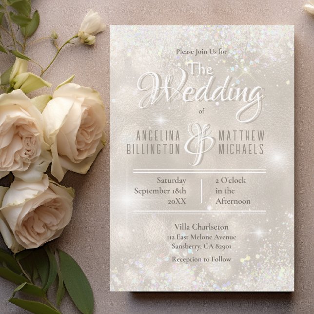 Convites Casamento de Luxo com Champanhe Glitter (Glamorous Champagne Glitter Luxury Wedding Invitation)