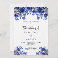 Casamento de luxo com flores brancas azuis