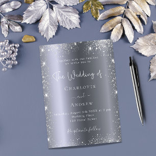 Convites Casamento de luxo com letra elegante em brilho pra