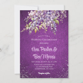 Convites Casamento de luxo com Lúxia Roxa Wisteria Silver G