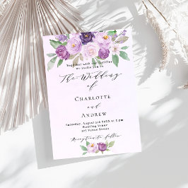 Convites Casamento de luxo com rosas de flores violetas