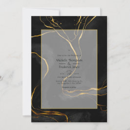 Convites Casamento de Luxo com Tinta Preta e Dourada