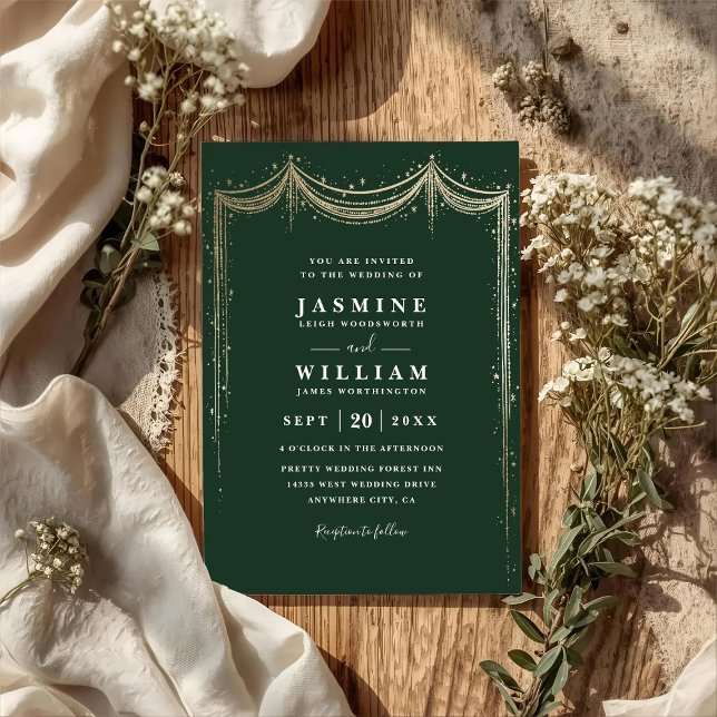 Convites Casamento de Luxo Conto de Fadas Moderno Elegante  (Criador carregado)