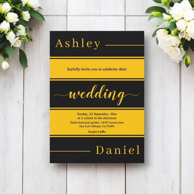 Convites Casamento De Luxo De Dourado E Gico Elegante (Criador carregado)