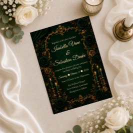 Convites Casamento de Luxo de Outono Esmeralda Encantada