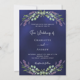 Convites Casamento de luxo de RSVP de lavanda azul-verde
