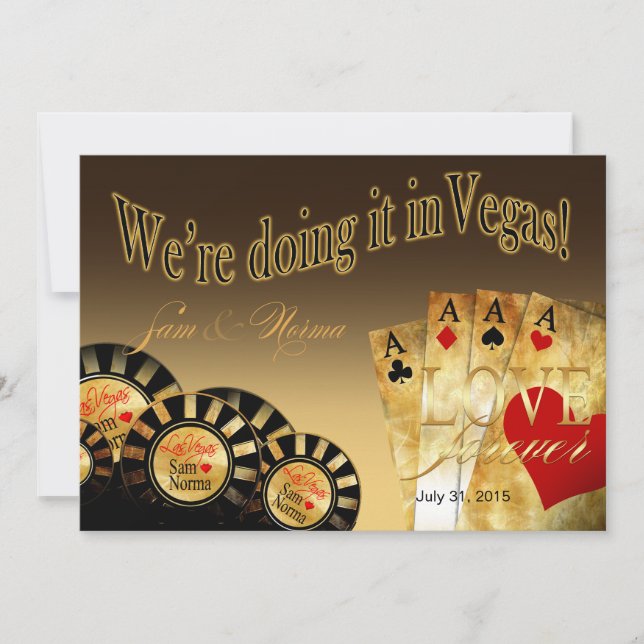 Convites Casamento de Luxo em Las Vegas | areia (Frente)