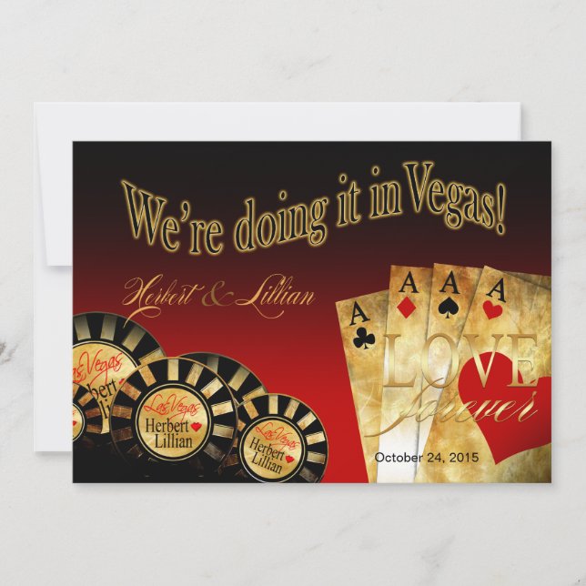 Convites Casamento de Luxo em Las Vegas | vermelho preto do (Frente)