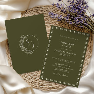 Convites Casamento de Luxo em Verde Oliva com Dinheiro Anti