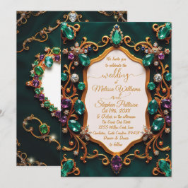 Convites Casamento de luxo Emerald & Sapphire