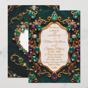 Convites Casamento de luxo Emerald & Sapphire