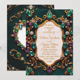 Convites Casamento de luxo Emerald & Sapphire