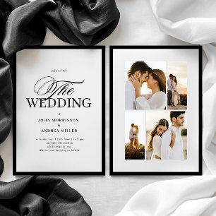Convites Casamento de Luxo Formal com Foto   Preto e Branco
