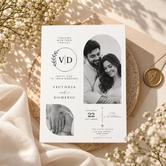 Convites Casamento de Luxo Minimalista com Arco de Monogram