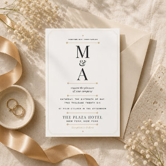 Convites Casamento de Luxo Minimalista com Monograma Editáv