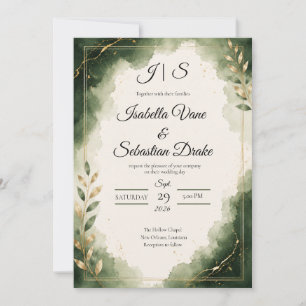 Convites Casamento de Luxo Minimalista Esmeralda Elegante