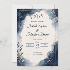 Convites Casamento de Luxo Minimalista Safira Elegante