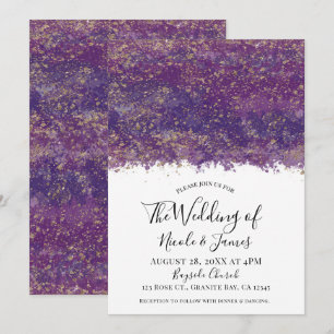 Convites Casamento de Luxo Moderno com Salpicos de Dourado 