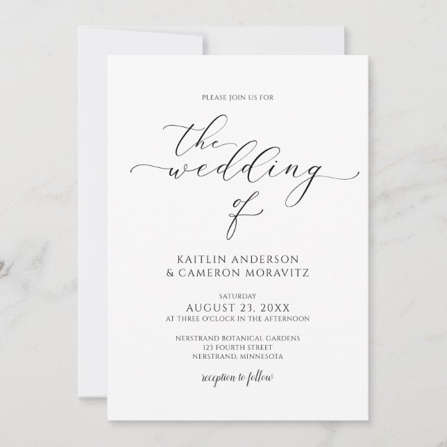 Convites Casamento de Luxo Moderno Elegante Caligrafia Scri (Frente)