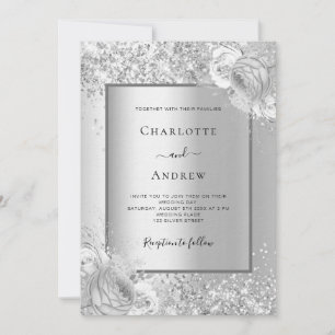 Convites Casamento de luxo monocromático com flores de prat