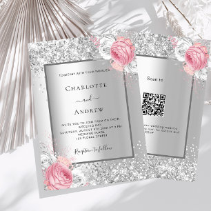 Convites Casamento de luxo RSVP com código de QR floral cor
