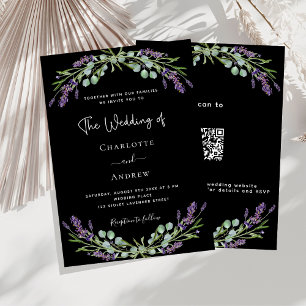 Convites Casamento de luxo RSVP com código QR de lavanda ne