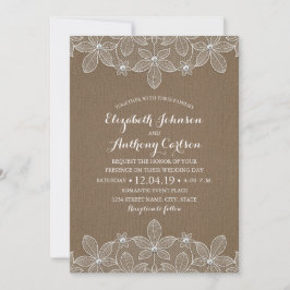 Convites Casamento De Luxo Rustic Lace Burlap Elegante Vint