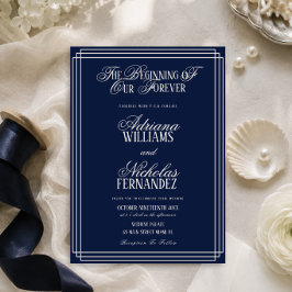 Convites Casamento de Luxo Silencioso Marinho