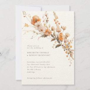 Convites Casamento de Luxury Fall Brown & Tan Wildflower