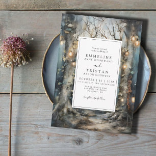 Convites Casamento de Luzes Brilhantes de Floresta Encantad
