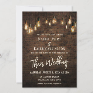 Convites Casamento de Luzes de Brick Edison v3 de Allison