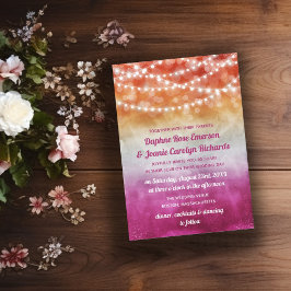 Convites Casamento de Luzes de Corda Lésbica Flag Ombre