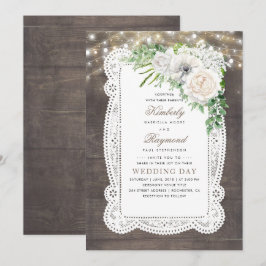 Convites Casamento de Luzes de Cordas Florais Rustic Countr