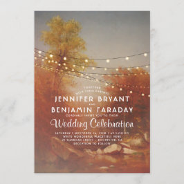 Convites Casamento de Luzes de Cordas Rústicas de Queda Ele