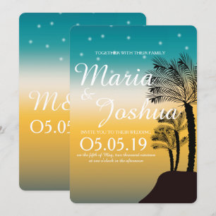 Convites Casamento de Luzes Estreladas Palmeiras de Praia T