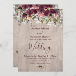 Convites Casamento de Luzes Florais De Madeira Rústica
