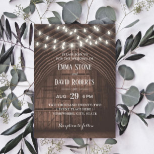 Convites Casamento de Luzes Vintage Barn da Corrente