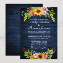 Casamento de Madeira Azul Rústica Rústica Sunflowe