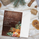 Convites Casamento de madeira Buquê de pinheiro de inverno<br><div class="desc">Este design pode ser personalizado na área fornecida pela alteração da foto e/ou do texto. Ou pode ser personalizado clicando em Personalizar este Modelo e, em seguida, escolhendo o clique para personalizar mais a opção e excluir ou alterar a cor do plano de fundo, adicionar texto, alterar a cor ou...</div>