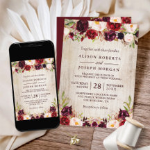 Casamento De Madeira Com Burgundy Blush Floral Rus
