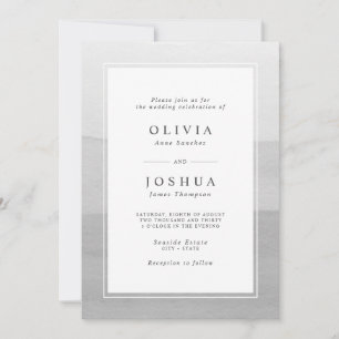 Convites Casamento de madeira de Cinza simples