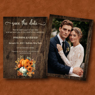 Convites Casamento de madeira de outono russo Salve a data