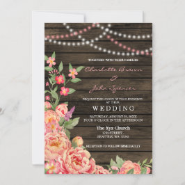 Convites Casamento de Madeira de Peony Barn, País Russo