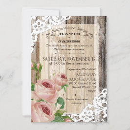 Convites Casamento de madeira e Rosas