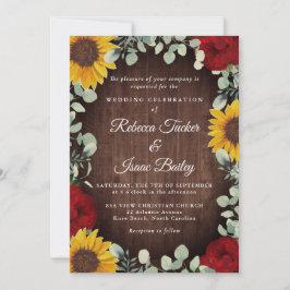 Convites Casamento de Madeira Eucalyptus Rosa vermelha Sunf