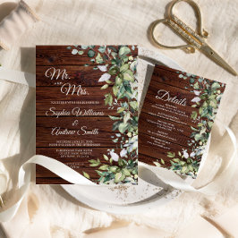 Convites Casamento de Madeira Floral Russa Elegante Greener