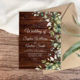 Convites Casamento de Madeira Floral Rustic Greenery