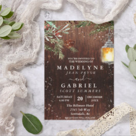 Convites Casamento de Madeira Natalino de Pinheiro Rústico