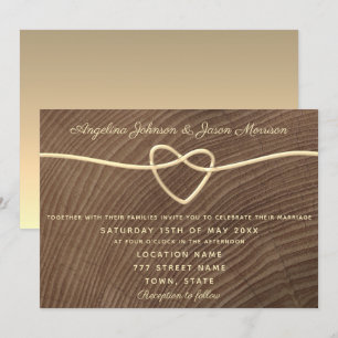 Convites Casamento de Madeira Romântico